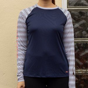 Field & Stream Blue Stripe Sun Protection Rashguard Swim Shirt Size S